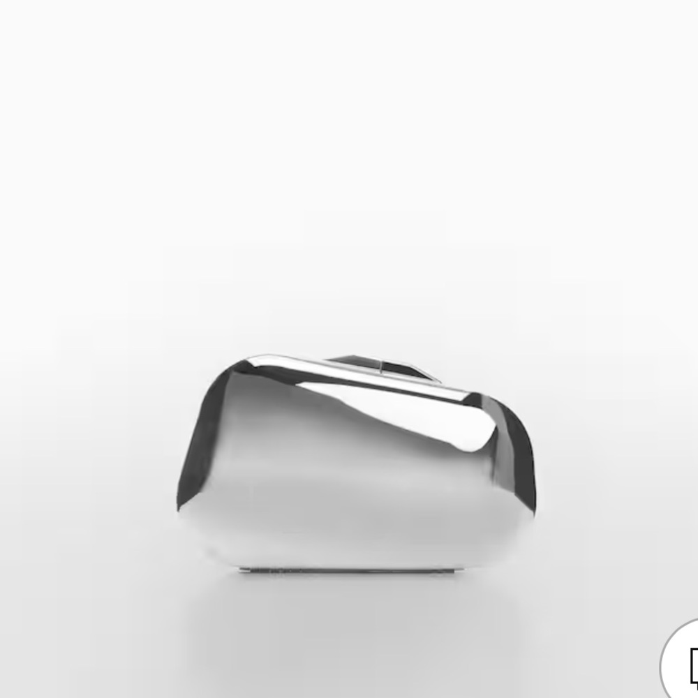 Mango silver metallic clutch